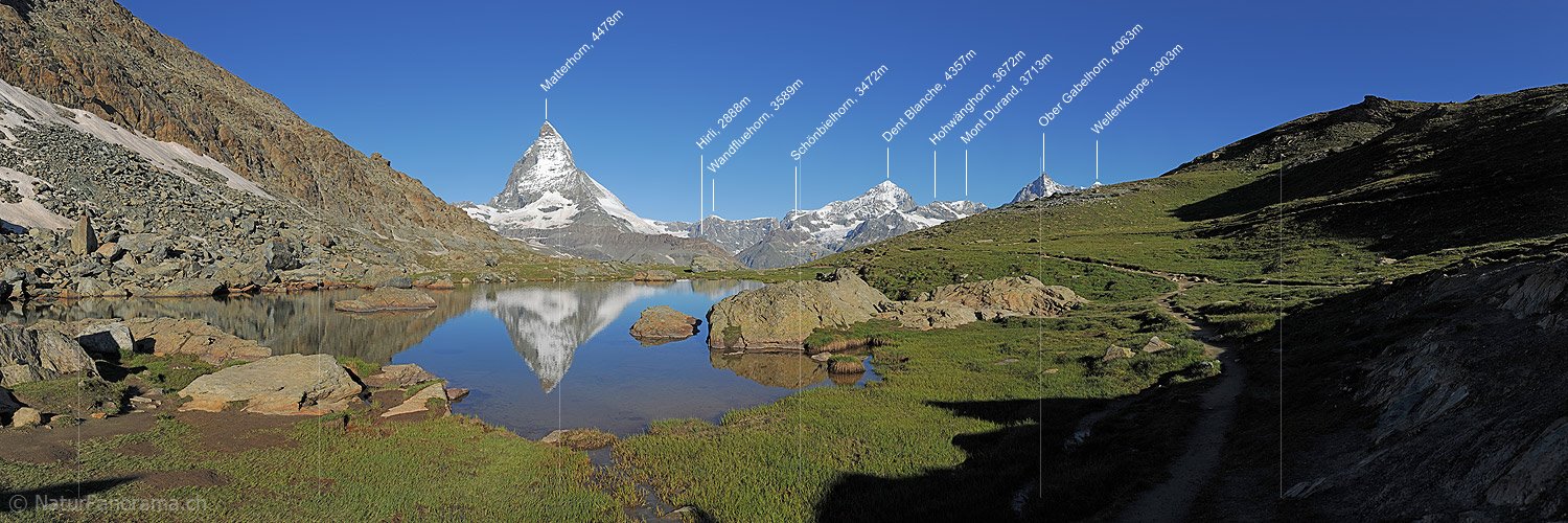 P014804b: Panoramafoto Spiegelung des Matterhorns im Riffelsee