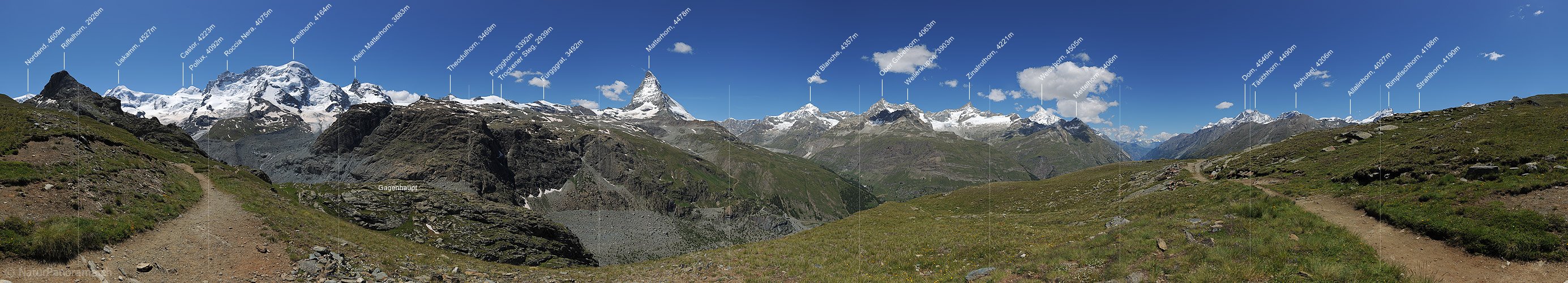 P014813: 360° Panoramafoto Matterhorn und Zermatter 4000er vom Riffelberg