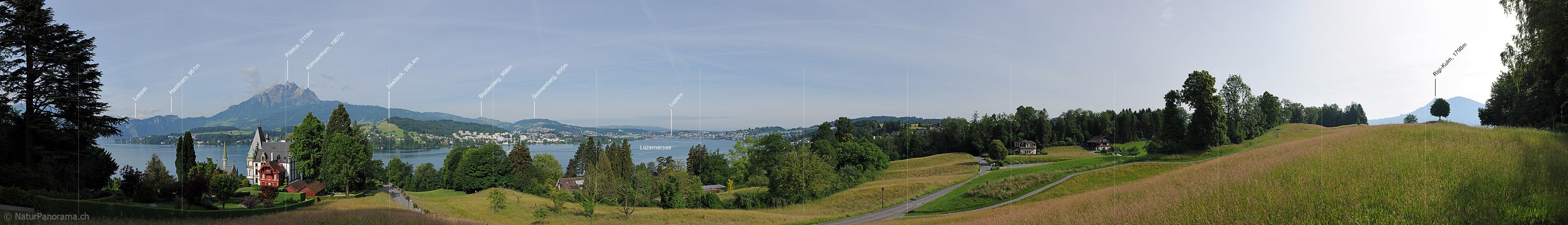 P016272: Panoramafoto Pilatus, Schloss und Luzernersee/Vierwaldstättersee