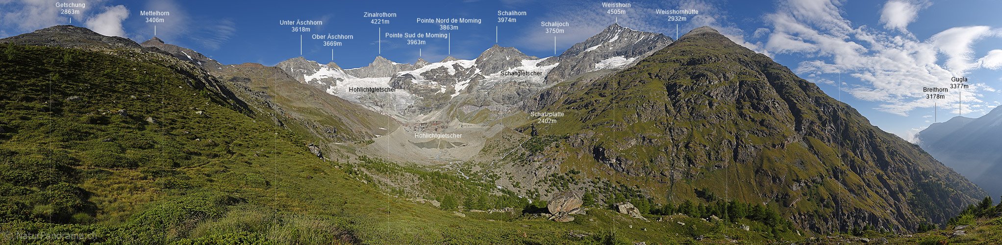 P016531: Panoramafoto Zinalrothorn, Weisshorn und Hohlichtgletscher