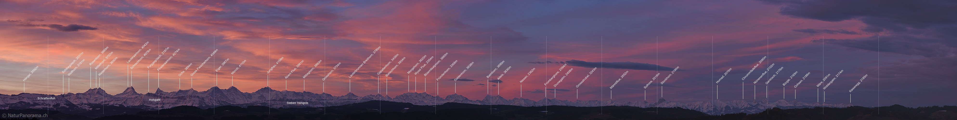 P017545: Panoramafoto Morgenstimmung/Föhnstimmung über den Berner Alpen
