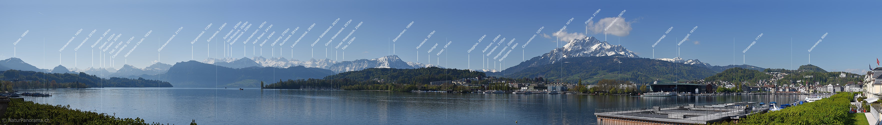 P017591b: Panorama photo Lake Lucerne and central alps from Lucerne