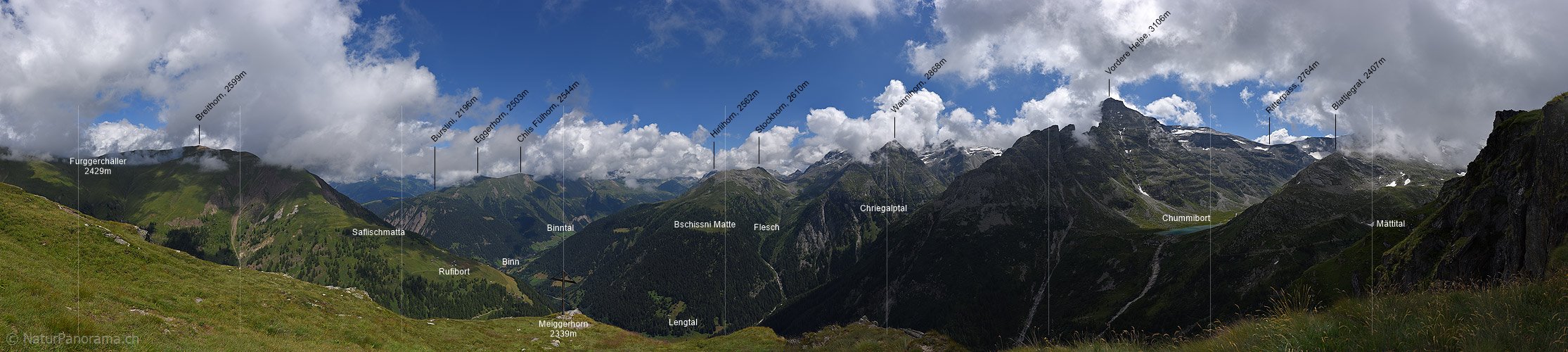 P018302: Panoramafoto Binntal und Lengtal vom Meiggerhorn