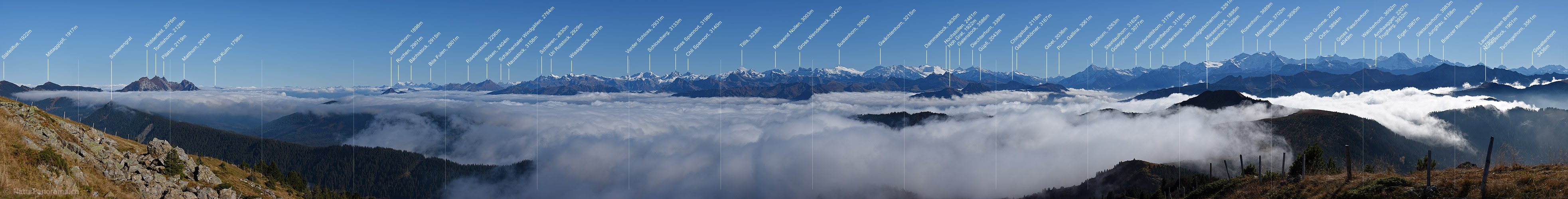 P018874: Panoramafoto Nebelmeer über dem Kanton Obwalden