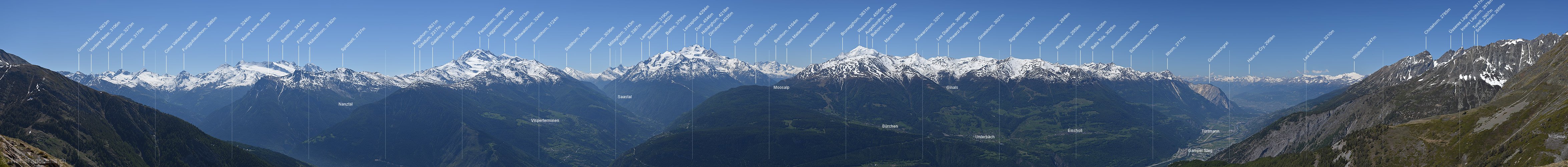 P019815a: Grosses Panoramafoto der Walliser Alpen vom Wiwannigebiet