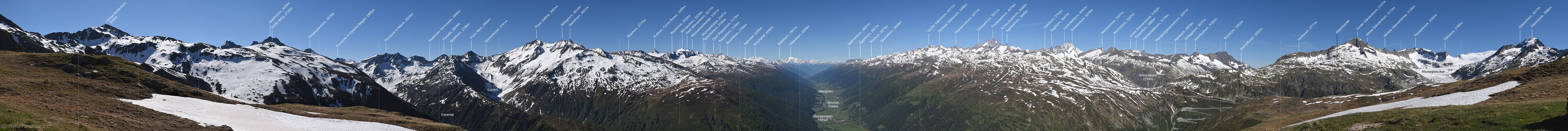 P019884a: Panoramafoto Goms, Walliser und Berner Alpen vom Gale (Oberwald)