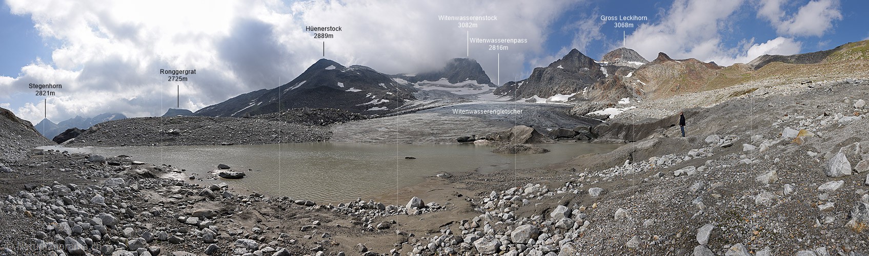 P020305: Panoramafoto Witenwasserengletscher mit Gletschersee (Stand 8.2017)