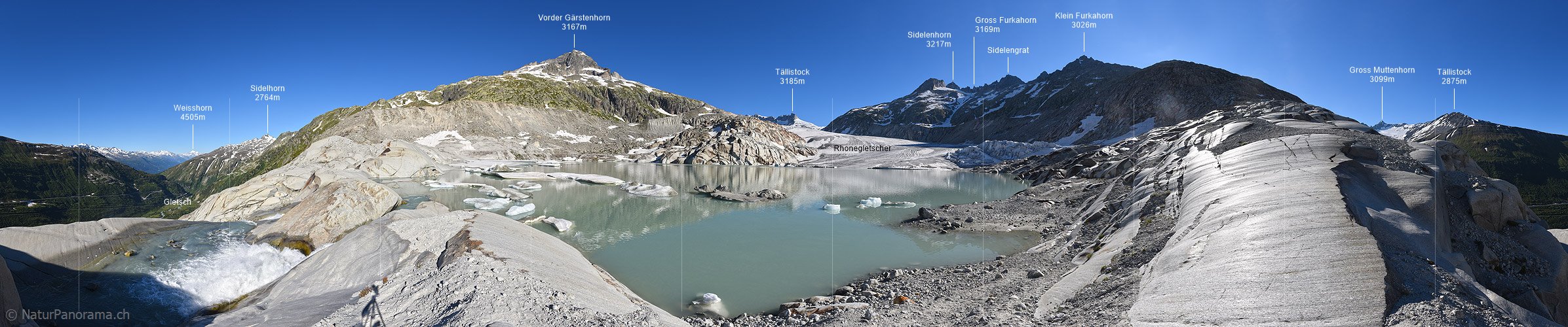P021603: 360° Panorama Gletschersee am Rhonegletscher (Stand 6.2018)
