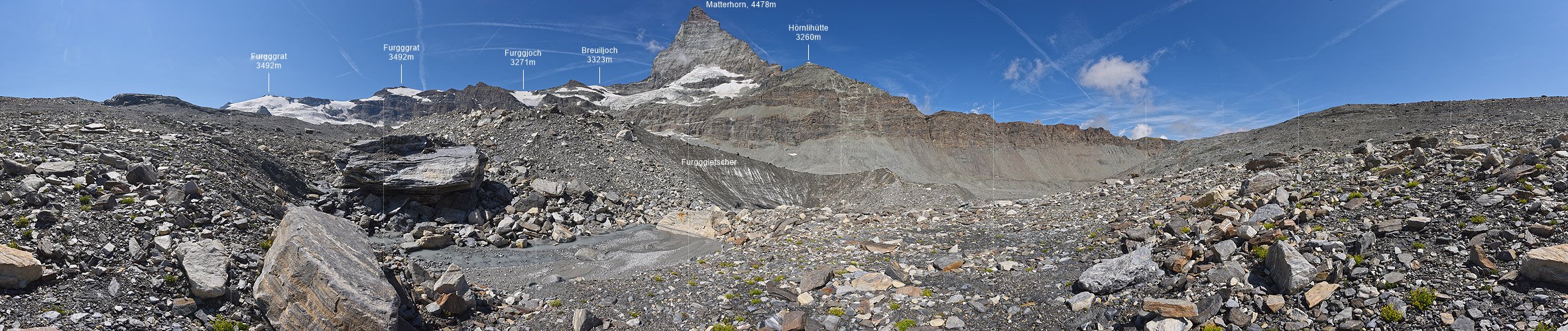 P021994: 360° Panoramafoto Trichter am Rand des Furggletschers (Stand 8.2018)