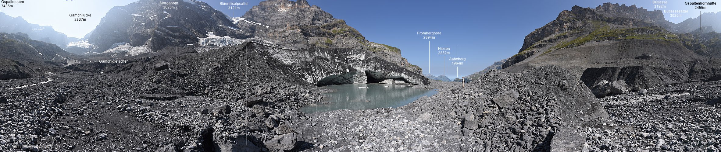 P022063: 360° Panoramafoto Gletschersee am Gamchigletscher (Stand 8.2018)