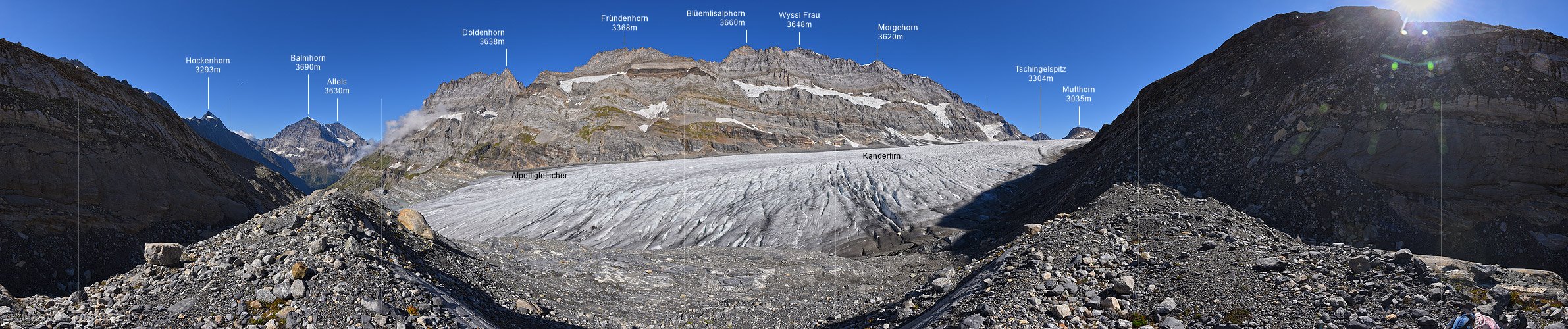 P022236: 360° Panoramafoto Alpetligletscher/Kanderfirn (Stand 9.2018)