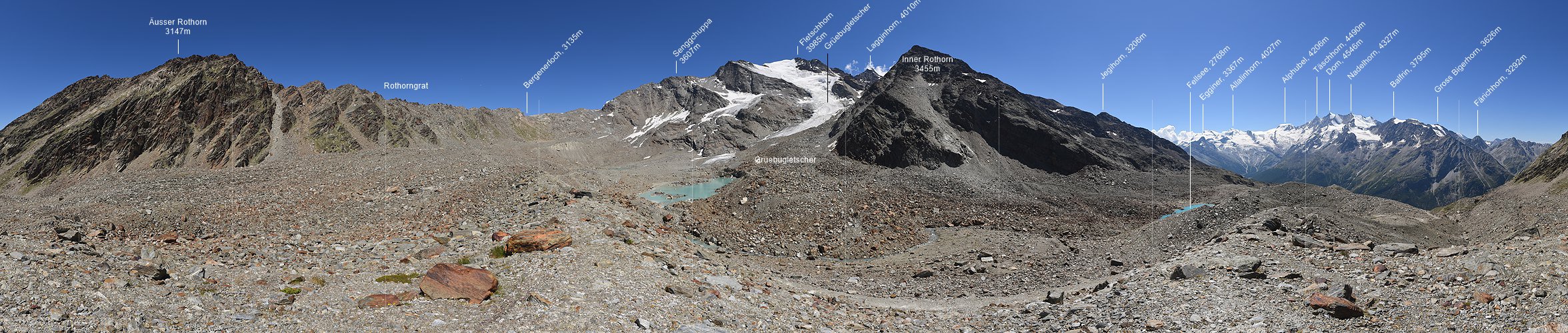 P024413: 360° Panoramafoto Grüebugletscher (Stand 8.2020)