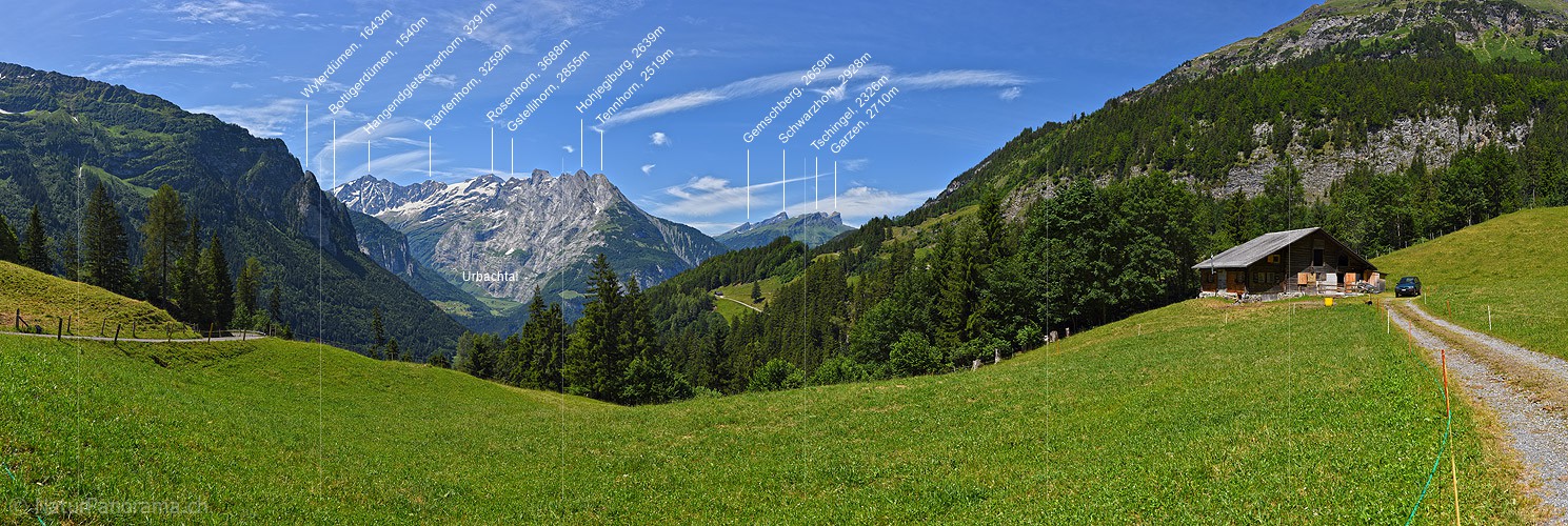 P020014: Panoramafoto Berglandschaft mit Alphütte im Haslital