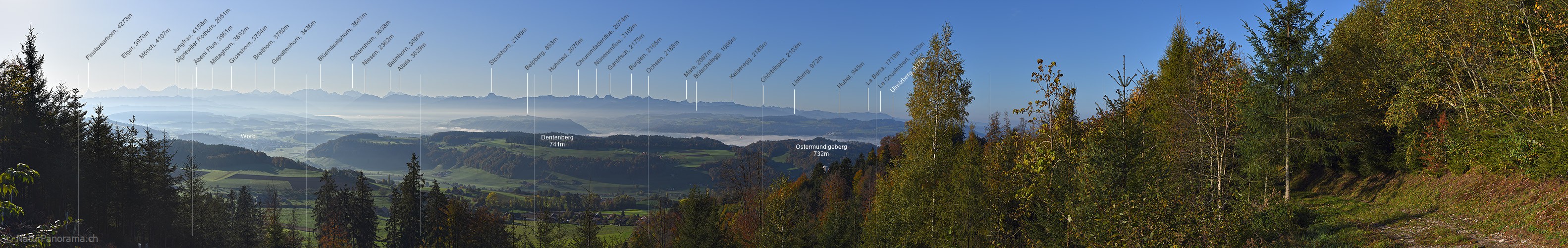 P023884: Panoramafoto Dentenberg und Stockhornkette vom Bantiger