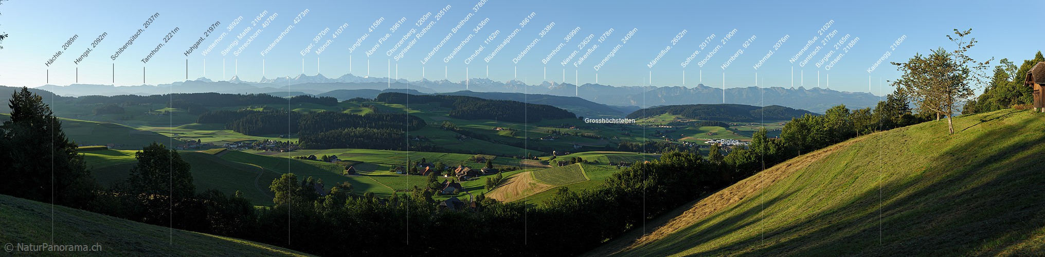 P013542: Panoramafoto Emmentaler Hügellandschaft im Morgenlicht