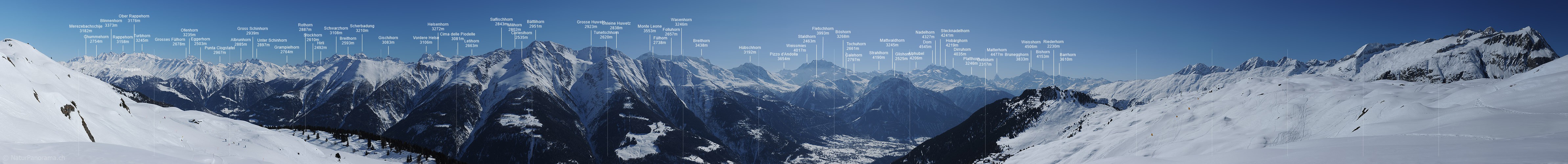 P012234e: Panoramafoto Winterliches Alpenpanorama von der Riederalp