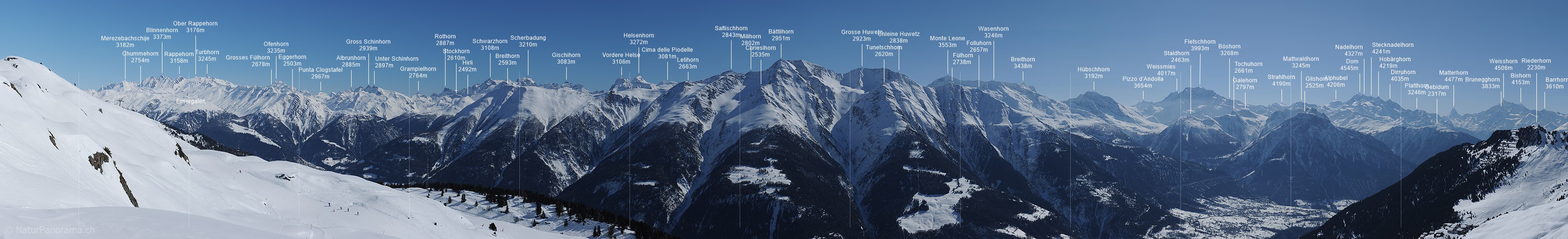 P012234f: Panoramafoto Winterliches Alpenpanorama von der Riederalp