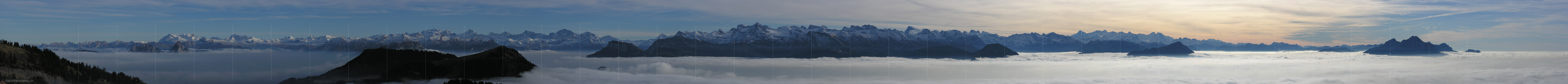 P001561h: Langes Panoramafoto Zentralalpen von der Rigi