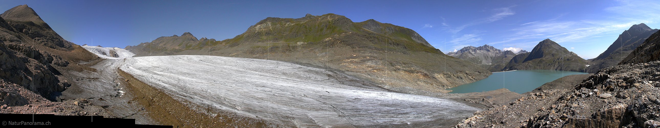 P000026: Panorama Corno Gries mit Griesgletscher und Griessee (Stand 8.2003)