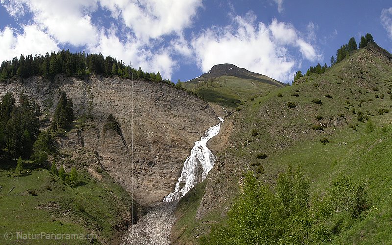 P000169: Panorama Wasserfall am Ausgang des Fäldbachtals, Binntal