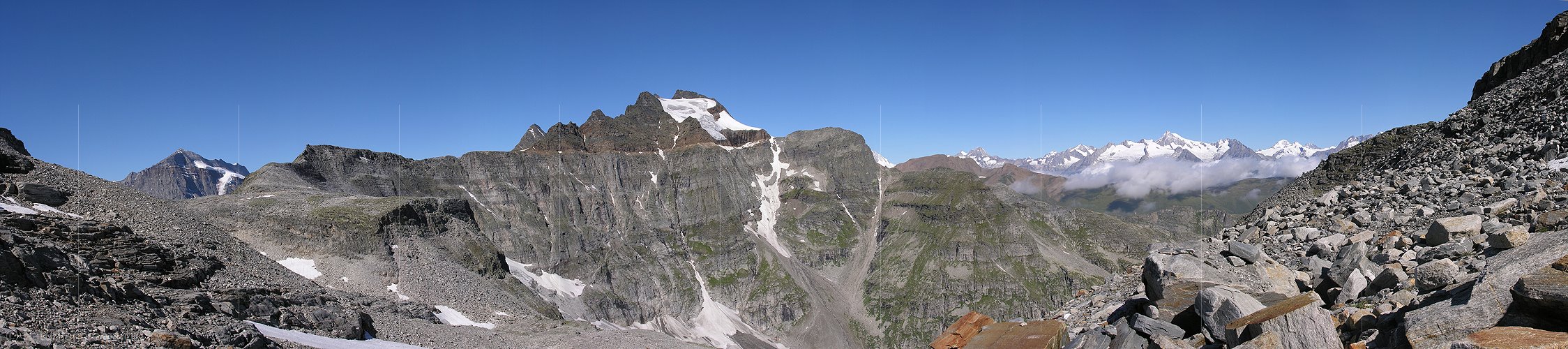 P000338: Panorama Hillehorn vom Ritterpass / Helsengletscher, Binntal