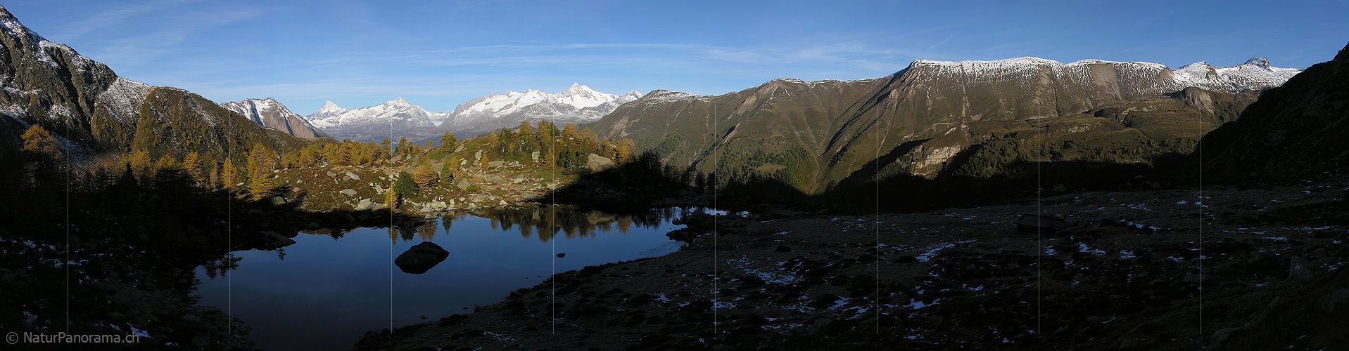 P000487: Panoramafoto Morgenstimmung am Mässersee, Binntal