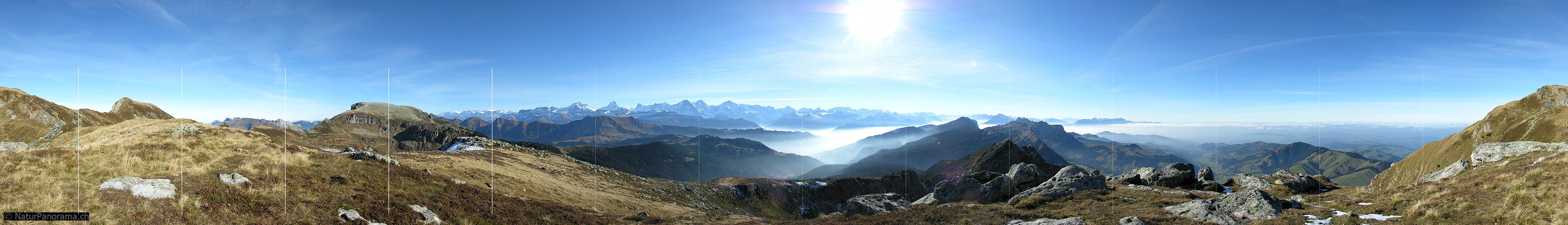 P000625a: 360° Gipfelpanorama Vorgipfel Hohgant West