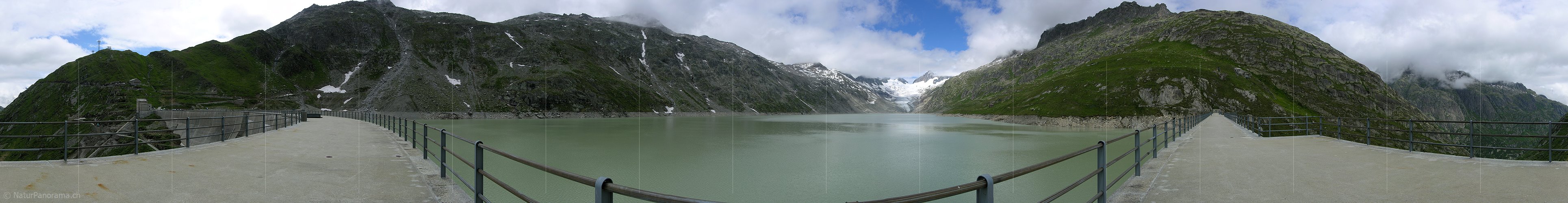 P001194: Panoramabild Staumauer und Stausee Oberaar (Oberaarsee)