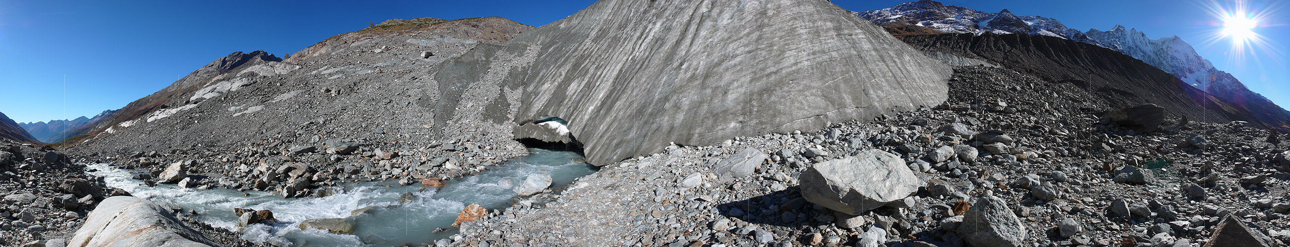 P001531: Panorama Gletscherbach und Gletschertor im Lötschental