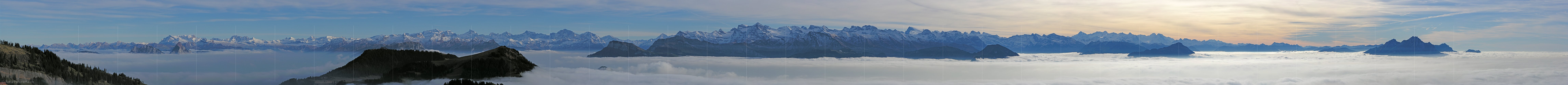 P001561n: Panoramic view from the Rigi Rotstock of the Central Alps