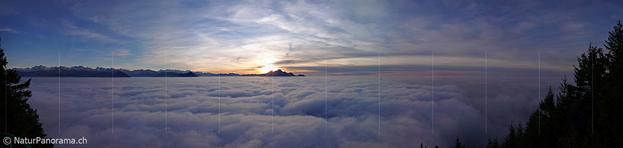 P001578: Panoramabild Abendstimmung über Nebelmeer von Rigi Kaltbad (Känzeli), Zentralschweiz