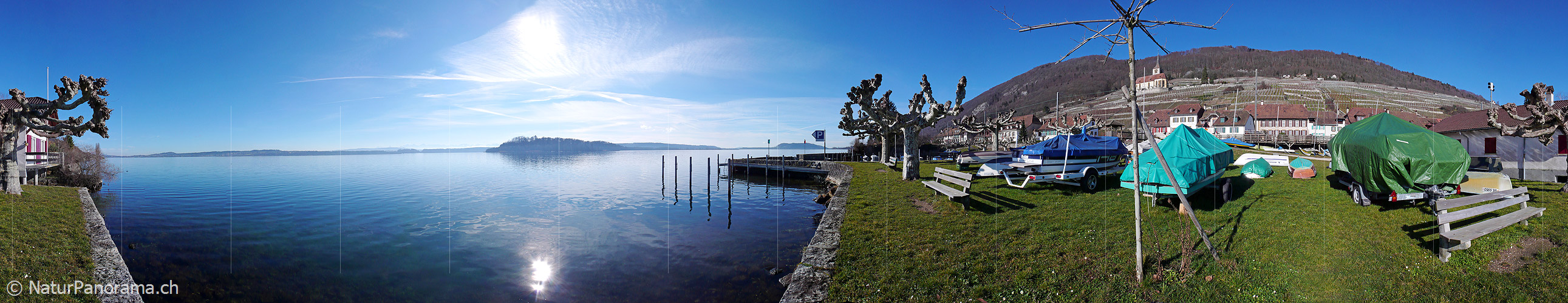 P001879: Panoramafoto Ligerz, Bielersee und St. Petersinsel