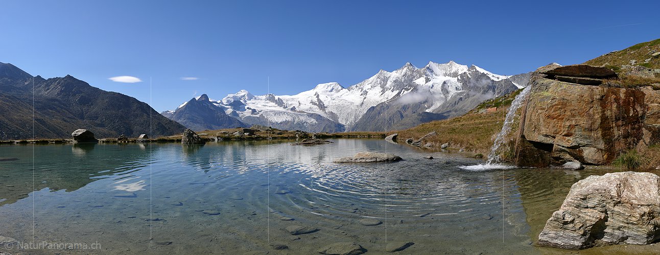 P002489: Grosspanorama Allalinhorn, Alphubel und Mischabel von Kreuzboden