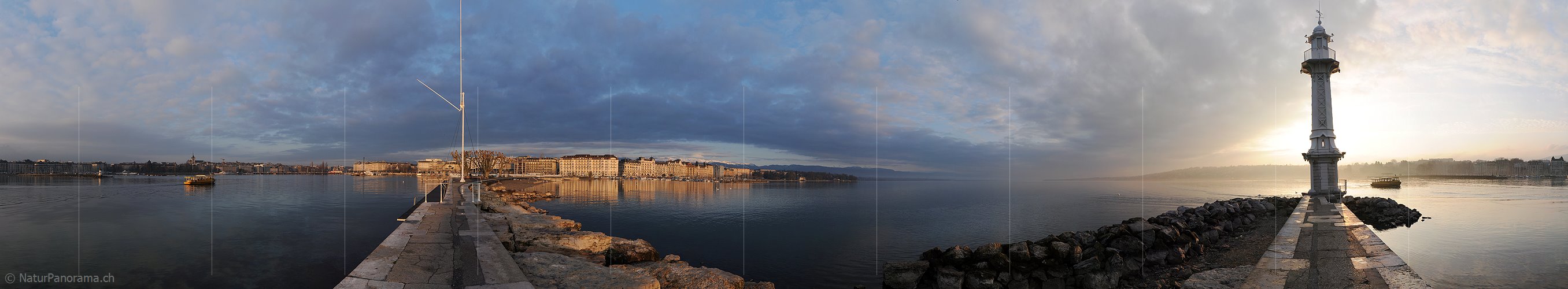 P003307: Panoramabild Morgenstimmung mit Leuchtturm