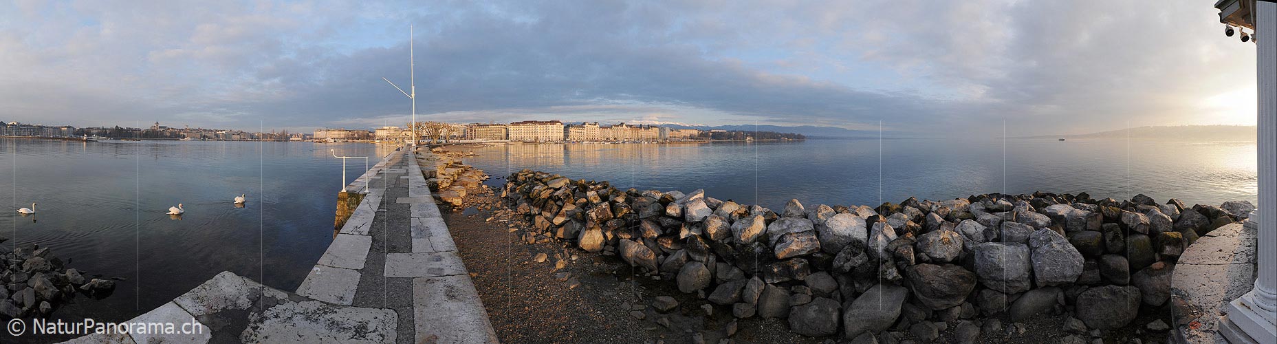 P003308: Panoramic morning atmosphere at Lake Geneva