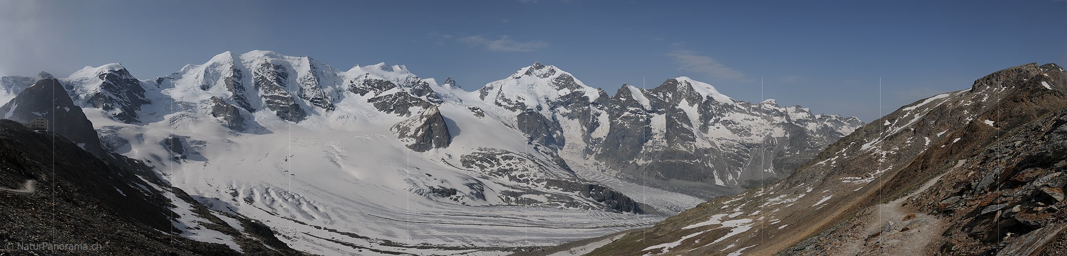 P003742e: Hochauflösendes Panoramafoto Piz Palü - Piz Bernina - Piz Morteratsch (Berninagruppe)