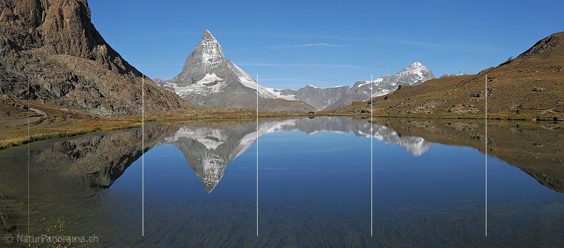 P004037: Grosspanorama Spiegelung Matterhorn im Riffelsee