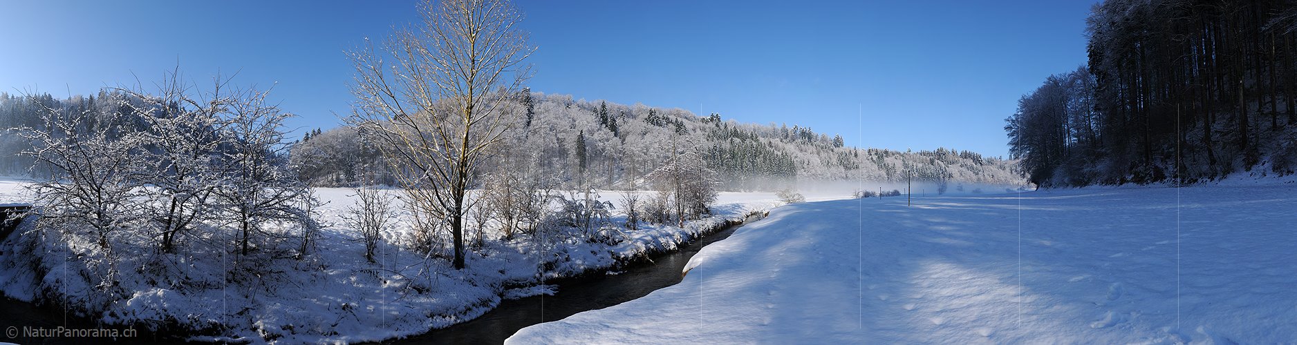 P004494: Grosspanoramabild Bach in Winterlandschaft