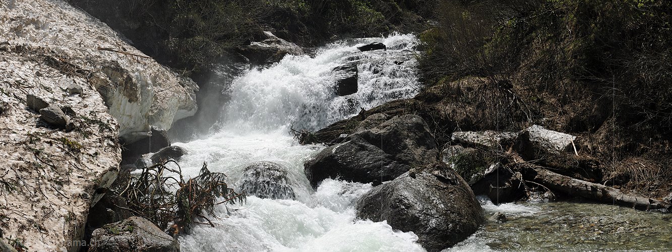 P005081: Panoramabild Bergbach und Lawinenkegel