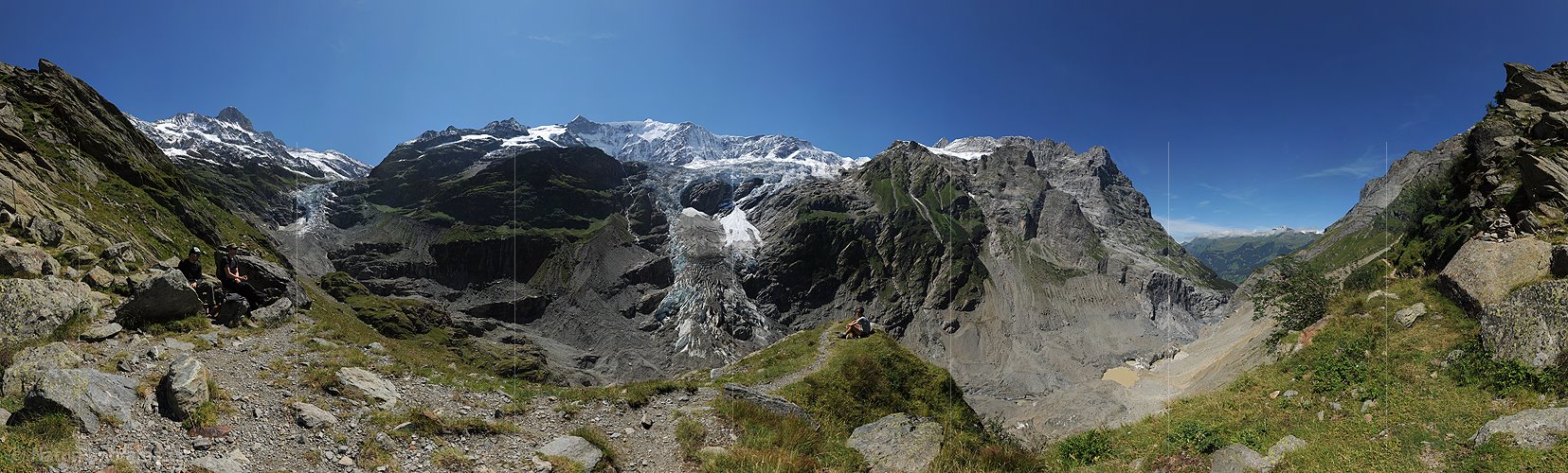 P006592: Grosspanoramabild Bänisegg mit Gletschersee und Bergsturz am Eiger (Stand 8.2010)
