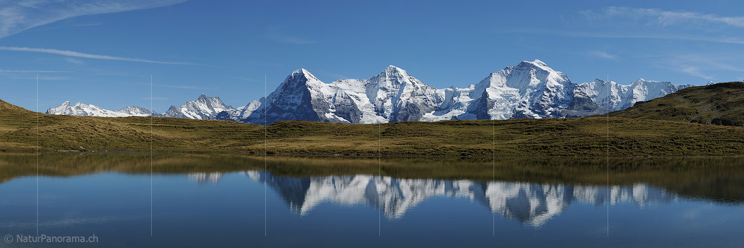P006717b: Panoramic photo reflection of Eiger, Mönch and Jungfrau