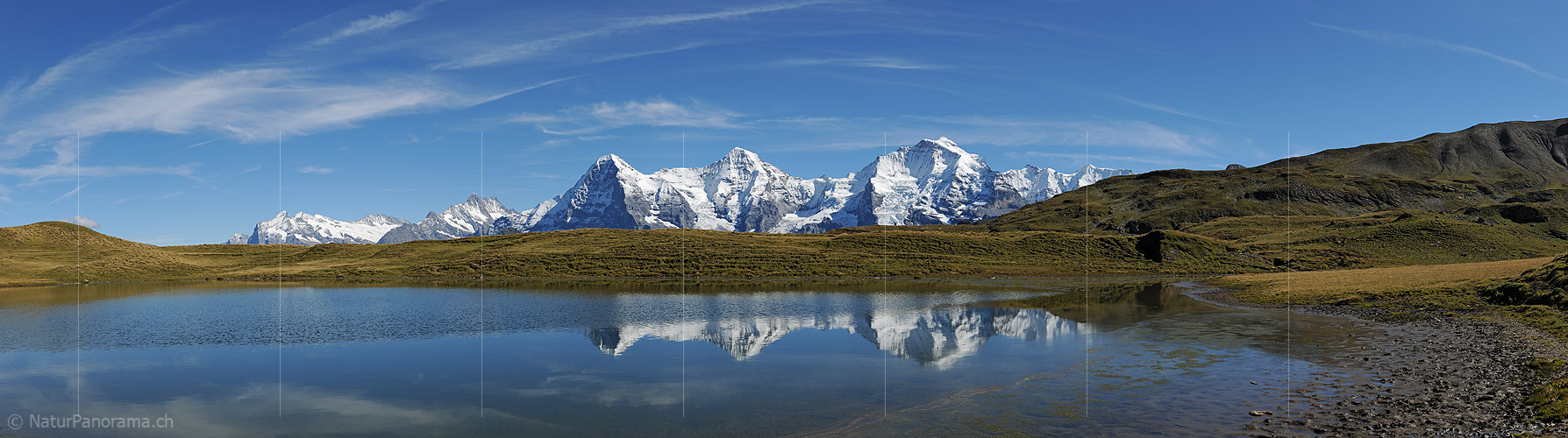 P006720: Panoramafoto Spiegelung mit Eiger, Mönch und Jungfrau