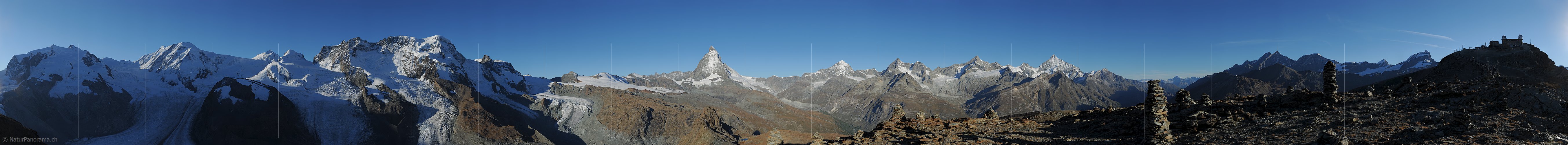 P006752: Gigapixel Panoramafoto Morgen über dem Matterhorn und den umliegenden Bergen