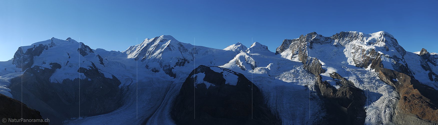 P006752b: Panorama Monte Rosa, Liskamm, Castor, Pollux und Zermatter Breithorn