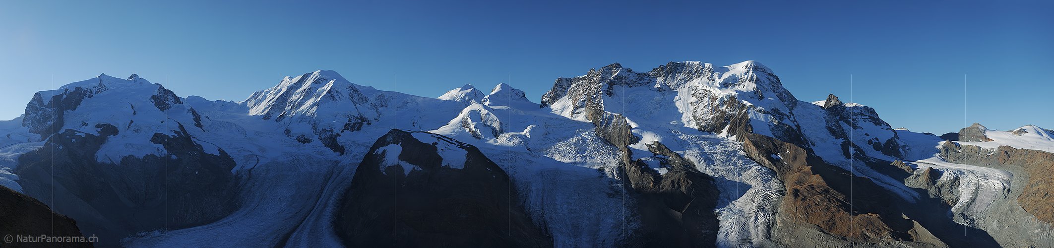 P006752c: Panorama Monte Rosa, Liskamm, Castor, Pollux und Zermatter Breithorn