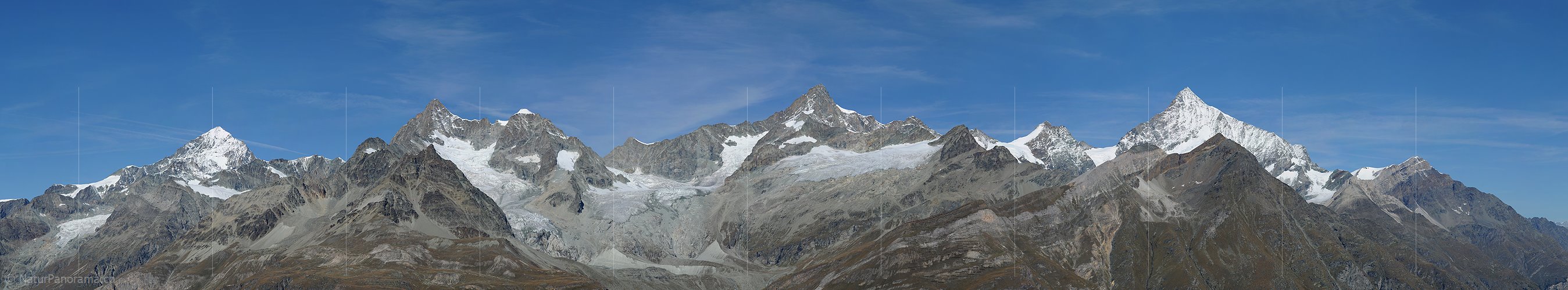 P006763c: Panoramabild Dent Blanche, Obergabelhorn, Zinalrothorn und Weisshorn