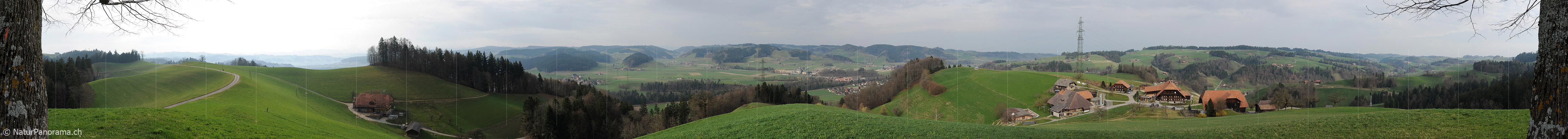 P007272: 360° panoramic picture of a farm in a hill scenery