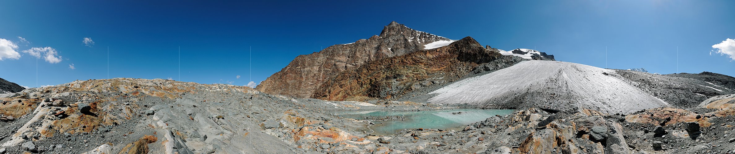 P008273: 360° Panoramabild Kleiner Gletschersee am Alphubelgletscher (Stand 8.2011)