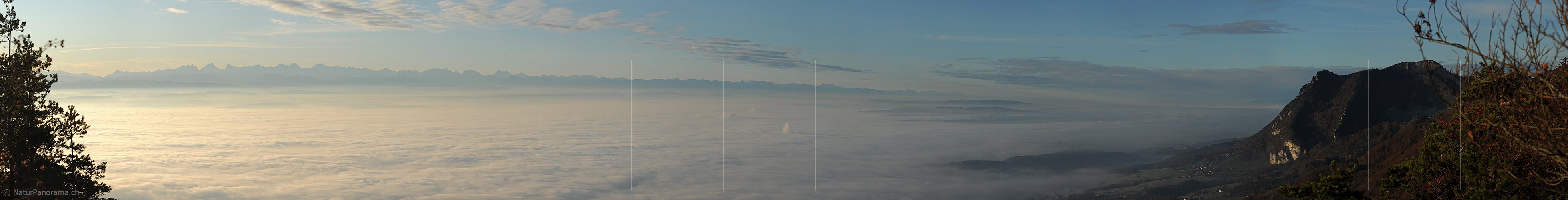 P008853: Panoramabild Nebelmeer über dem Mittelland von der Bättlerchuchi (Jura)