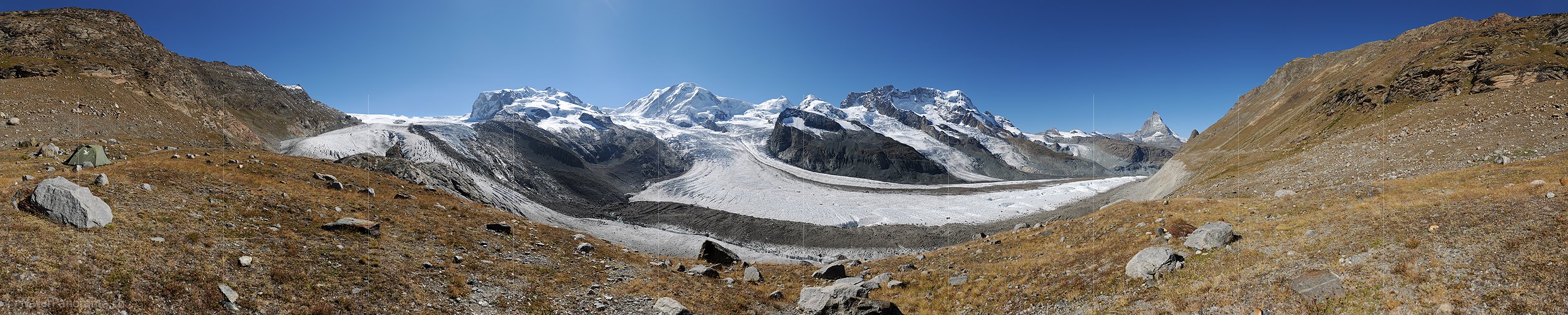 P010543: 360° Gigapixel-Panoramafoto Zermatter Bergwelt mit Monte Rosa, Liskamm und Gornergletscher